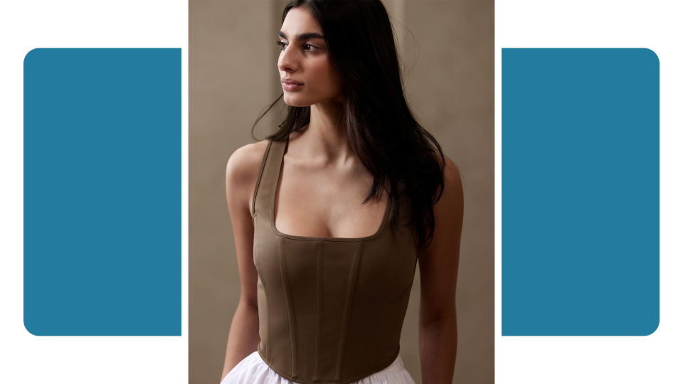 For a twist on a classic style, opt for the Laurel Corset Top from Banana Republic.