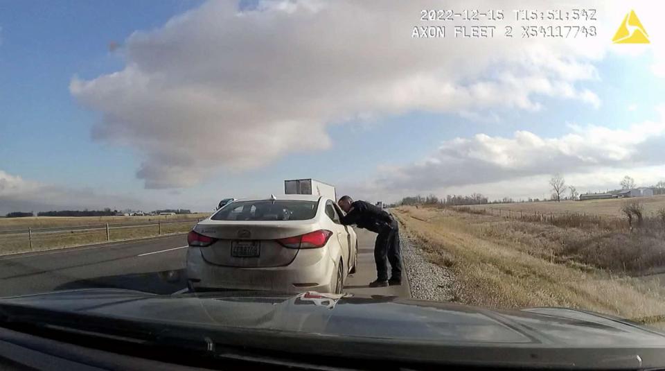 PHOTO: Bryan Kohberger, accused of killing four University of Idaho students in November, was driving from Washington to Pennsylvania when he was pulled over by Indiana State Police before his arrest. (Indiana State Police)