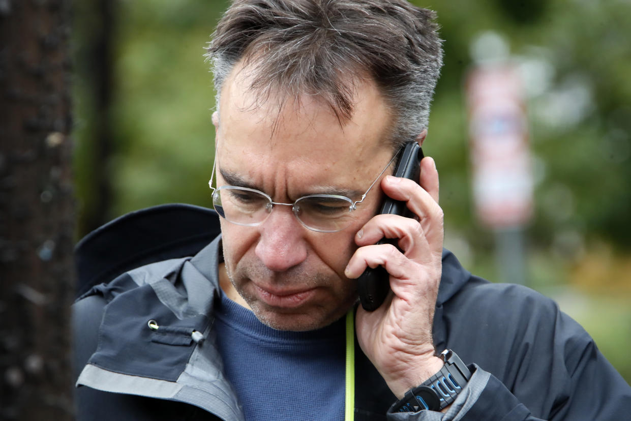 Michael Eisenberg, the immediate past president of the Tree of Life synagogue, talks to a reporter a few blocks from the synagogue In Pittsburgh, Oct. 27, 2018. (Photo: Gene J. Puskar/AP)