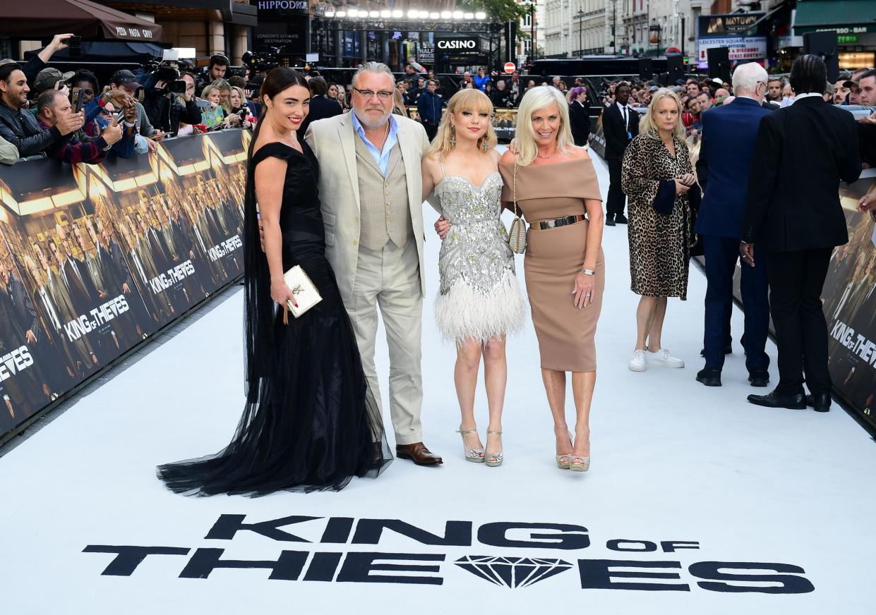 Ray Winstone with wife Elaine Winstone and daughters Lois Winstone (left) and Ellie Rae Winstone: PA