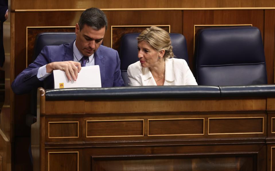 El presidente del Gobierno, Pedro Sánchez, y la ministra de Trabajo, Yolanda Díaz. (Foto: Eduardo Parra / Europa Press / Getty Images).