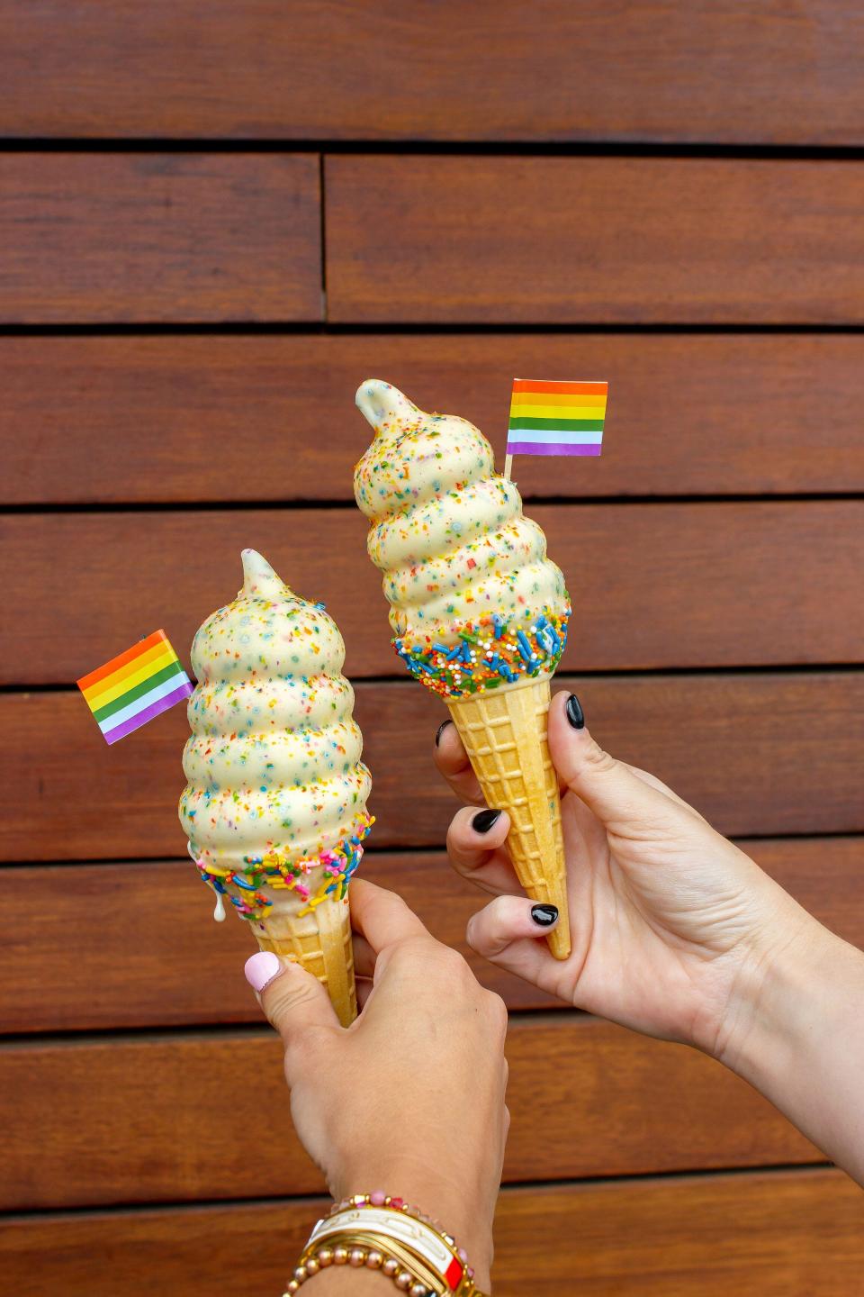 Pride N' True is the cone of the month at Mister Dips that celebrates Pride month.