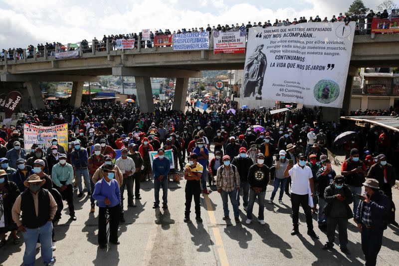 Protest demanding resignation of Guatemalan President Giammattei and Attorney General Porras in San Cristobal Totonicapan