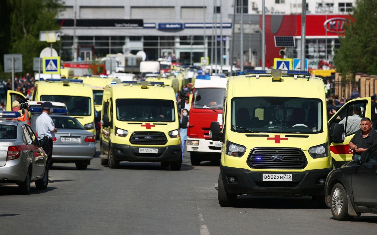 Two gunmen opened fire in a school in Kazan on Tuesday morning - Yegor Aliyev/Tass