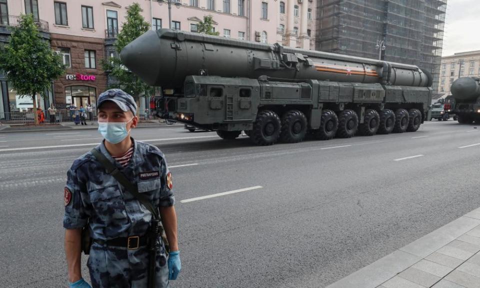 Russian military parade rehearsal in Moscow