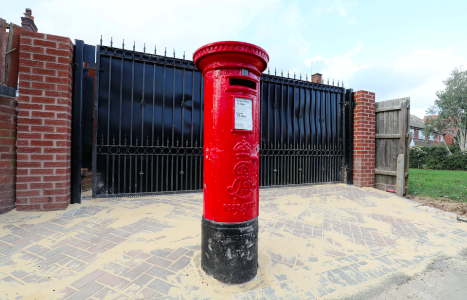 The postbox has been left in the middle of a driveway (Picture: SWNS)