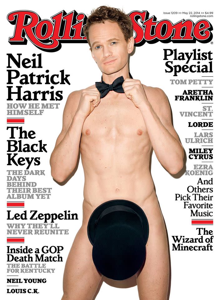 Doch nicht nur Frauen, gelegentlich machen sich auch Männer nackig. So zum Beispiel Neil Patrick Harris, dessen Astralkörper im Mai 2014 auf dem Cover des “Rolling Stone” zu bewundern war. (Bild-Copyright: Facebook/RollingStone)