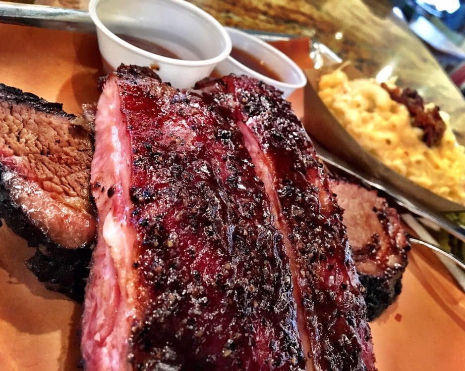 brisket and ribs at Pecan Lodge in Dallas, TX