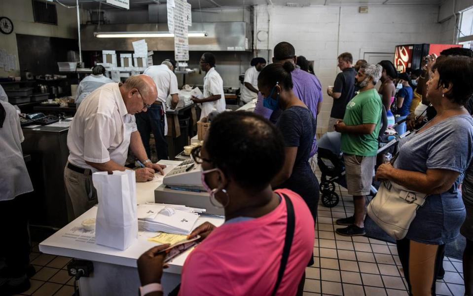 The line at Price’s Chicken Coop in Charlotte, N.C., on Thursday, June 17, 2021.