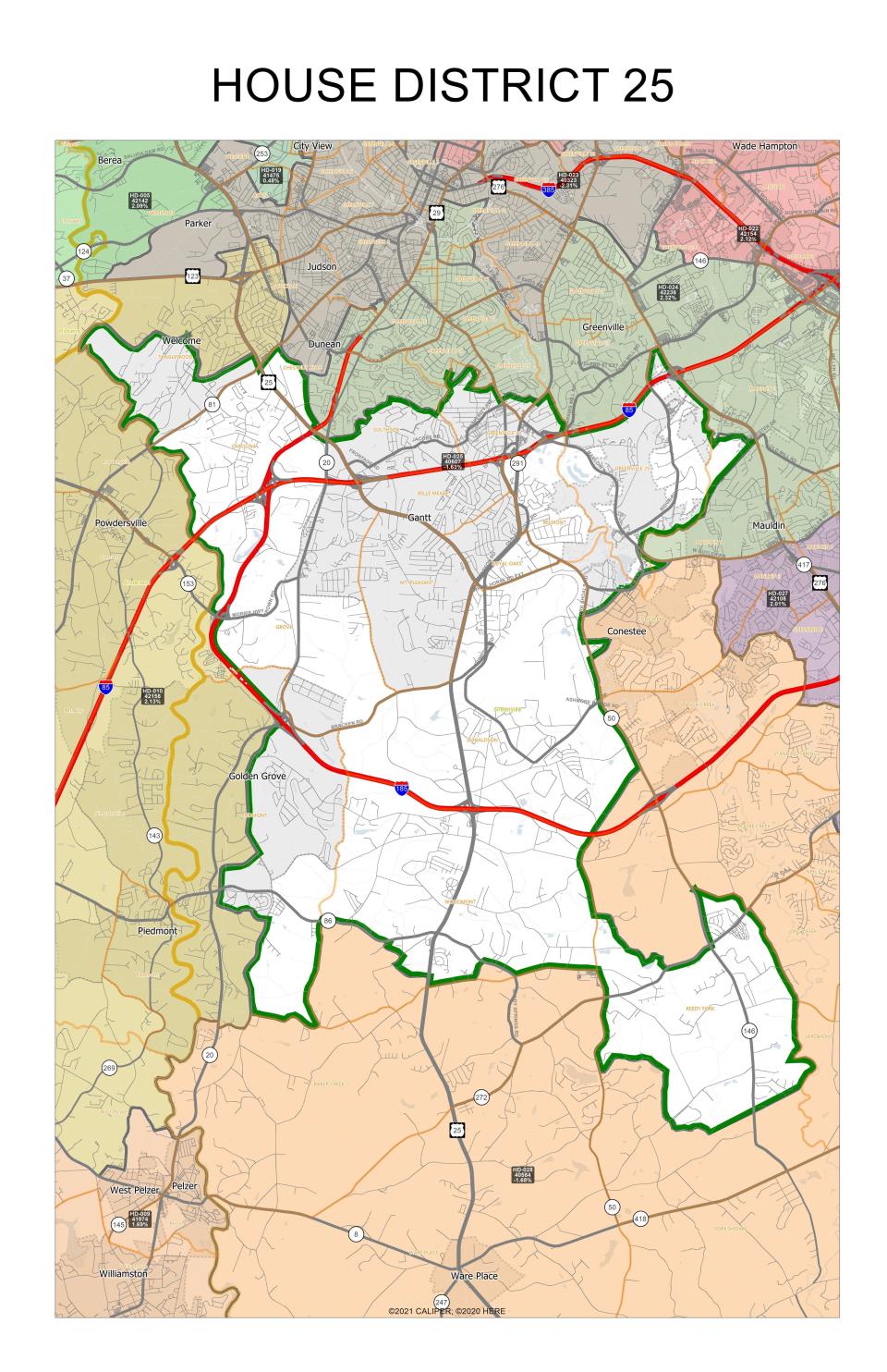 SC House of Representatives District 25 boundaries