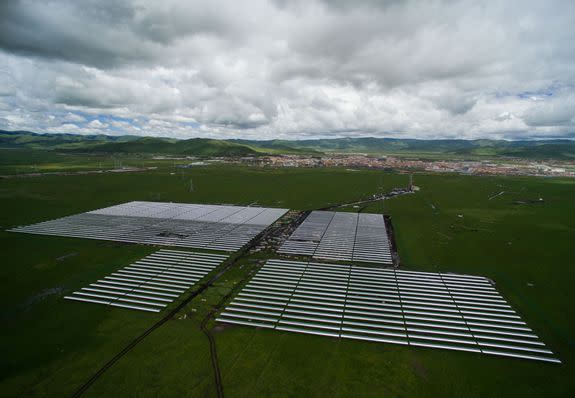 A SunPower solar power plant in southwest China. The project is one of Apple's clean energy developments in China.