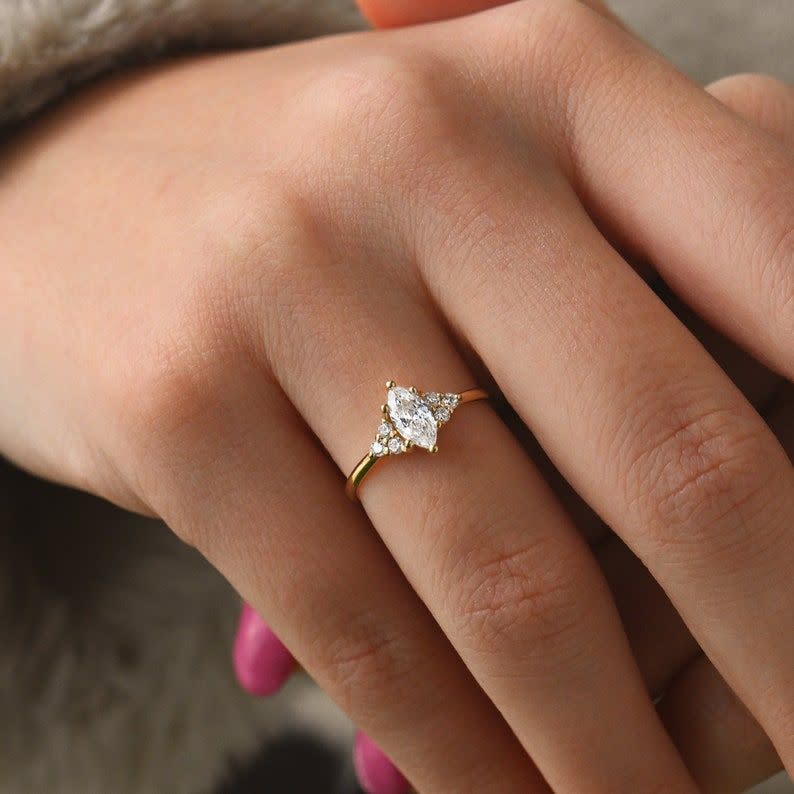 unique engagement rings etsy diamond marquise ring 14k engagement ring, £807