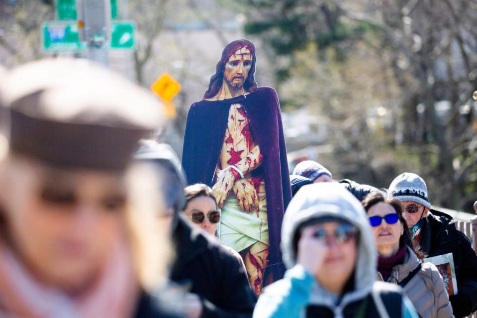 The procession was led by Bishop Robert Brennan and each year the event is “sustained” by a blessing from the popes and local pastors. James Messerschmidt