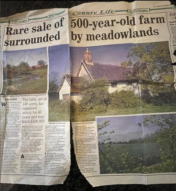 East Anglian Daily Times: Rebecca recently found an article publicising the sale of Moat Farm in 1999, the same year that she and her then-boyfriend bought it