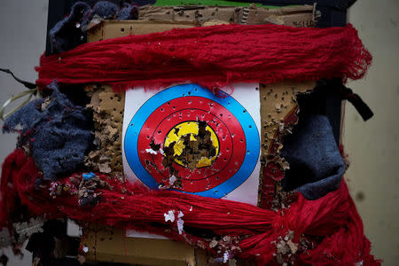 A target board is seen during a crossbow shooting training session at Lushui Crossbow Stadium of Nujiang Lisu Autonomous Prefecture in Yunnan province, China, March 27, 2018. REUTERS/Aly Song