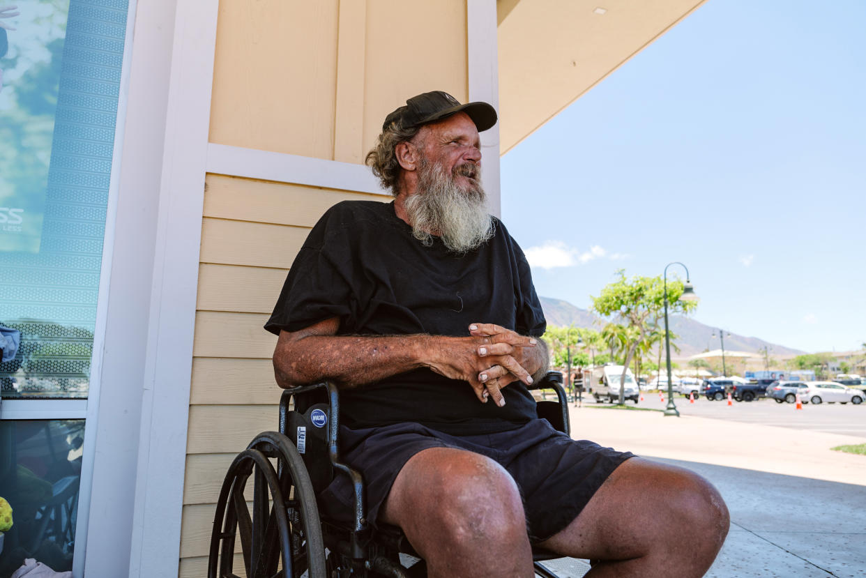 Chuck Challis, who been homeless in Lahaina for 7 years. (Josiah Patterson for NBC News)