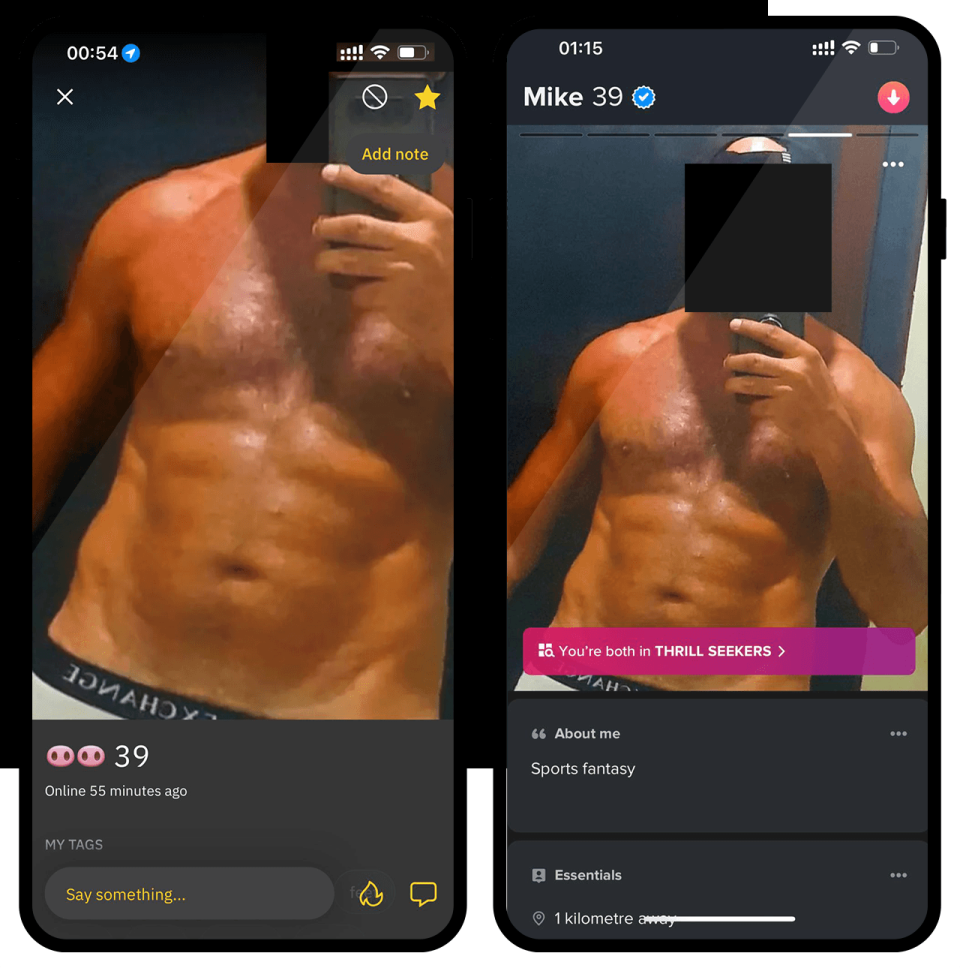 Captura de pantalla de Grindr. 