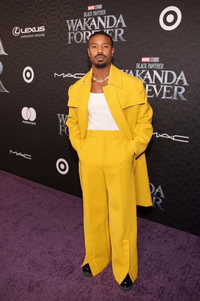 Michael B. Jordan at the “Black Panther Wakanda Forever” premiere.