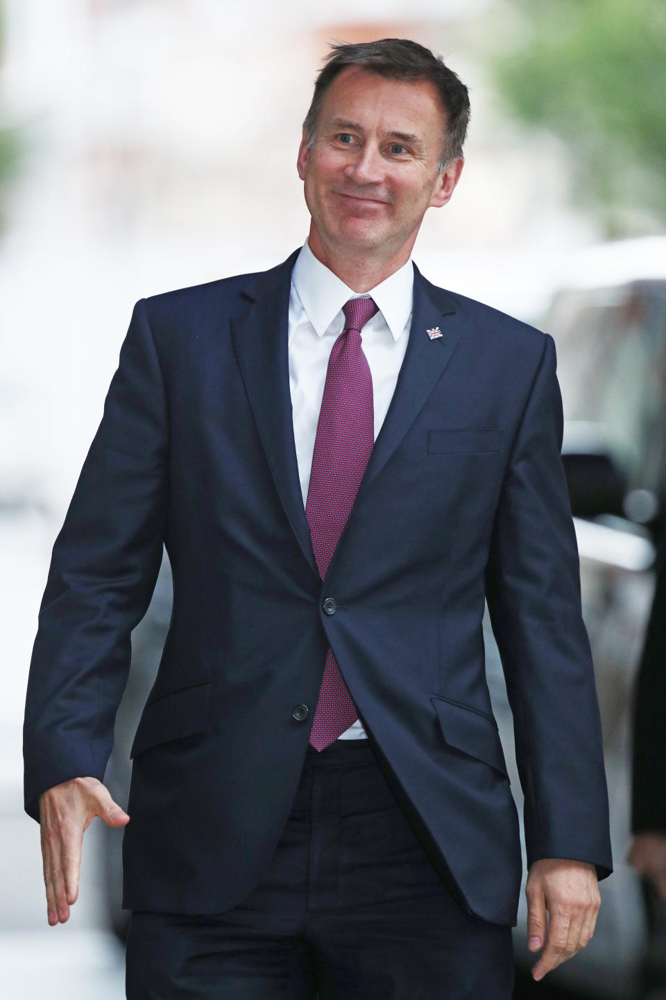 Foreign Secretary Jeremy Hunt arrives at BBC Broadcasting House in London for a Live TV debate with Tory leadership hopefuls.