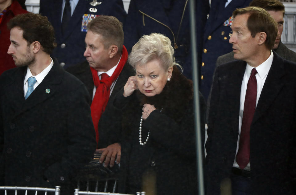 FILE - Federal judge Maryanne Trump Barry, sister of President Donald Trump, arrives to view the 58th Presidential Inauguration parade in Washington, Friday, on Jan. 20, 2017. Barry, a retired federal judge and former president Trump's oldest sister, has died at the age of 86. Barry became an Assistant U.S. Attorney in 1974 and was nominated to the Federal District Court in New Jersey by former President Ronald Reagan. She was later elevated to the U.S. Court of Appeals by former President Bill Clinton. She retired in 2019 amid an investigation into her family’s tax practices. (AP Photo/Pablo Martinez Monsivais, File)