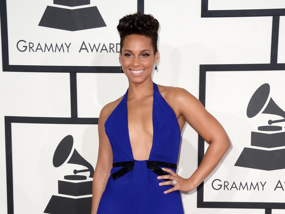 FILE - This Jan. 26, 2014 file photo shows singer Alicia Keys at the 56th annual Grammy Awards at Staples Center in Los Angeles. Keys will receive the Inspiration award at the annual DVF awards Friday evening in a ceremony at the United Nations. (Photo by Jordan Strauss/Invision/AP, File)