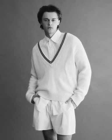 <p>Colette Aboussouan</p> Prada sweater, shirt, and shorts.