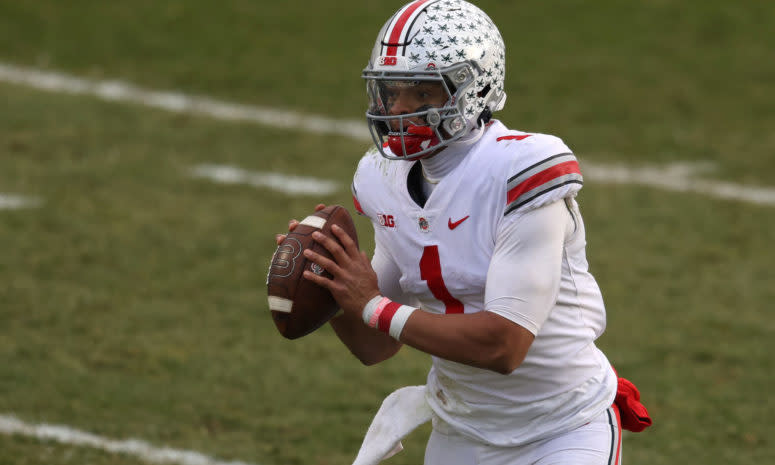 Ohio State quarterback Justin Fields at Michigan State.