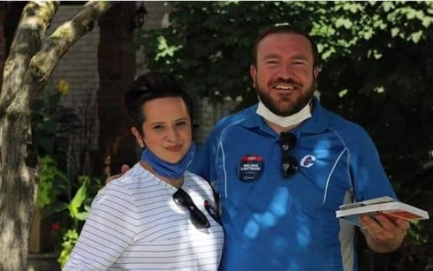 Eastern Ontario Conservative MP Eric Duncan, right, shared this photo of canvassing for Conservative candidate Melissa Lantsman in Thornhill on Aug. 3, 2021, before the 2021 federal election campaign officially begins. (Eric Duncan/Instagram - image credit)