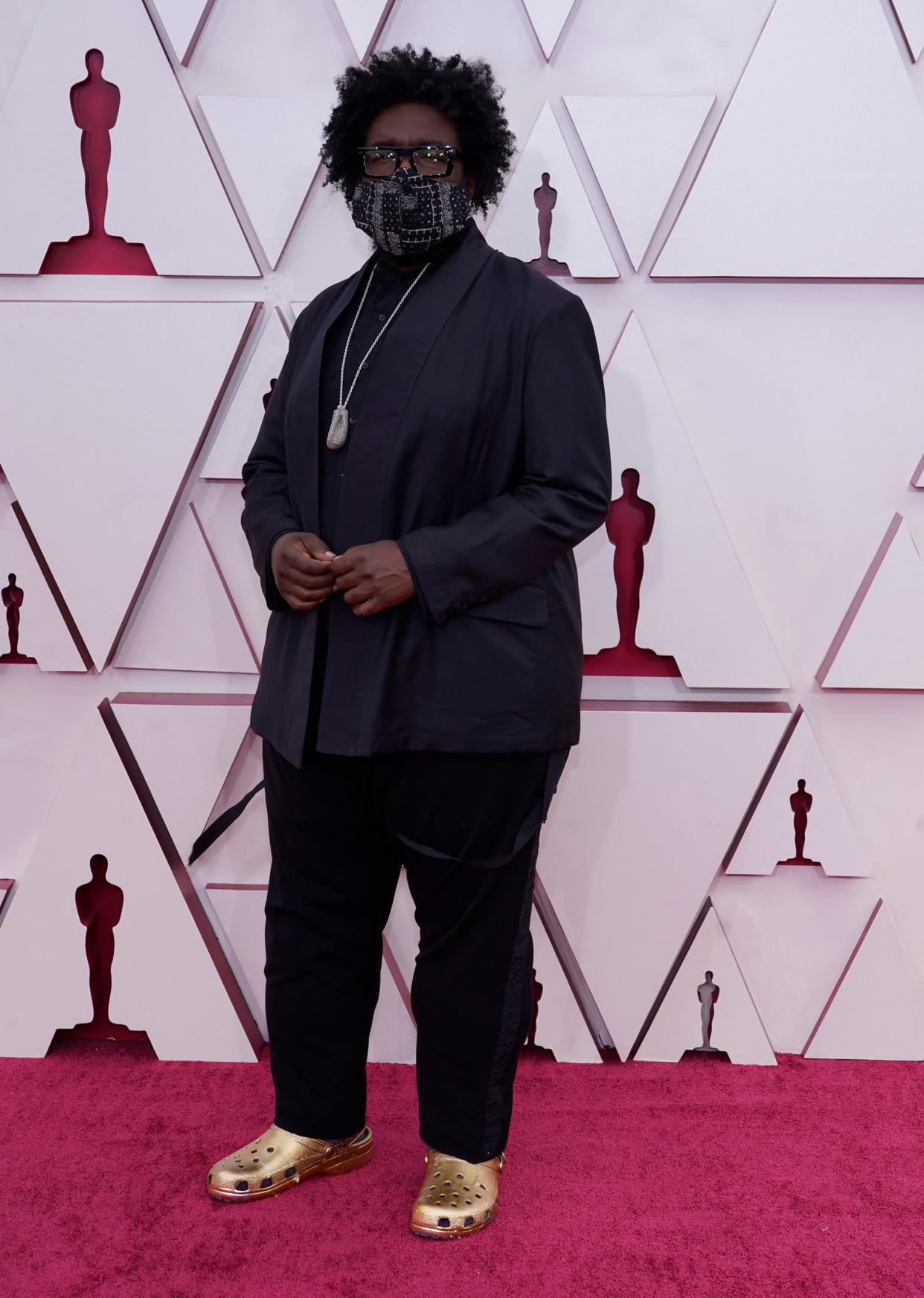 Questlove arrives at the Oscars on April 25, 2021, at Union Station in Los Angeles.