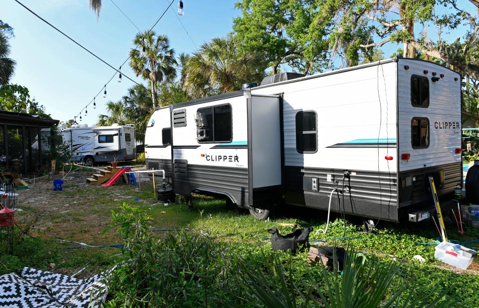 The Weishaar's are still living in a state-provided camper behind their house, which was flooded six-months ago during Hurricane Ian.