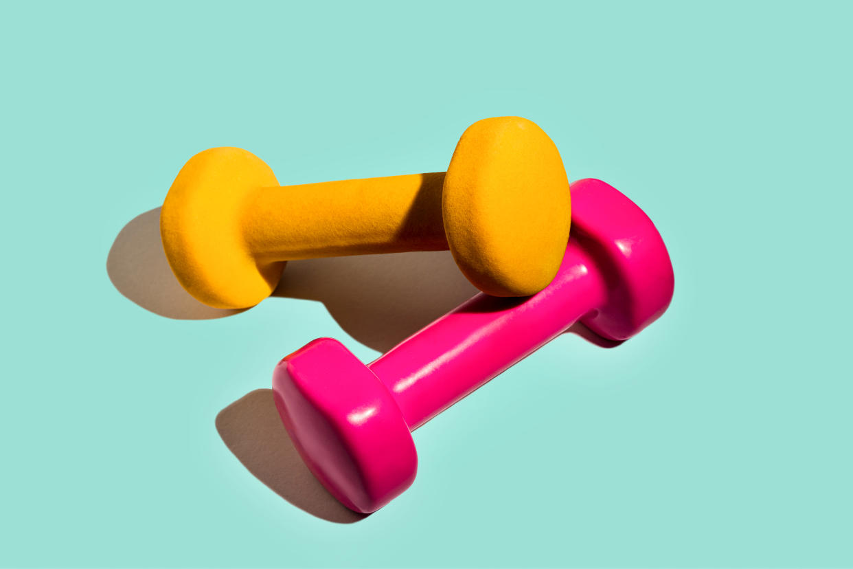 An image of two dumbbells.