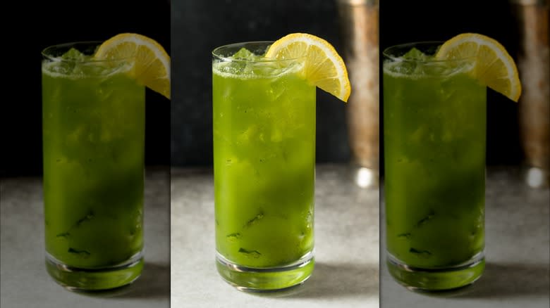 cold matcha whiskey highball 