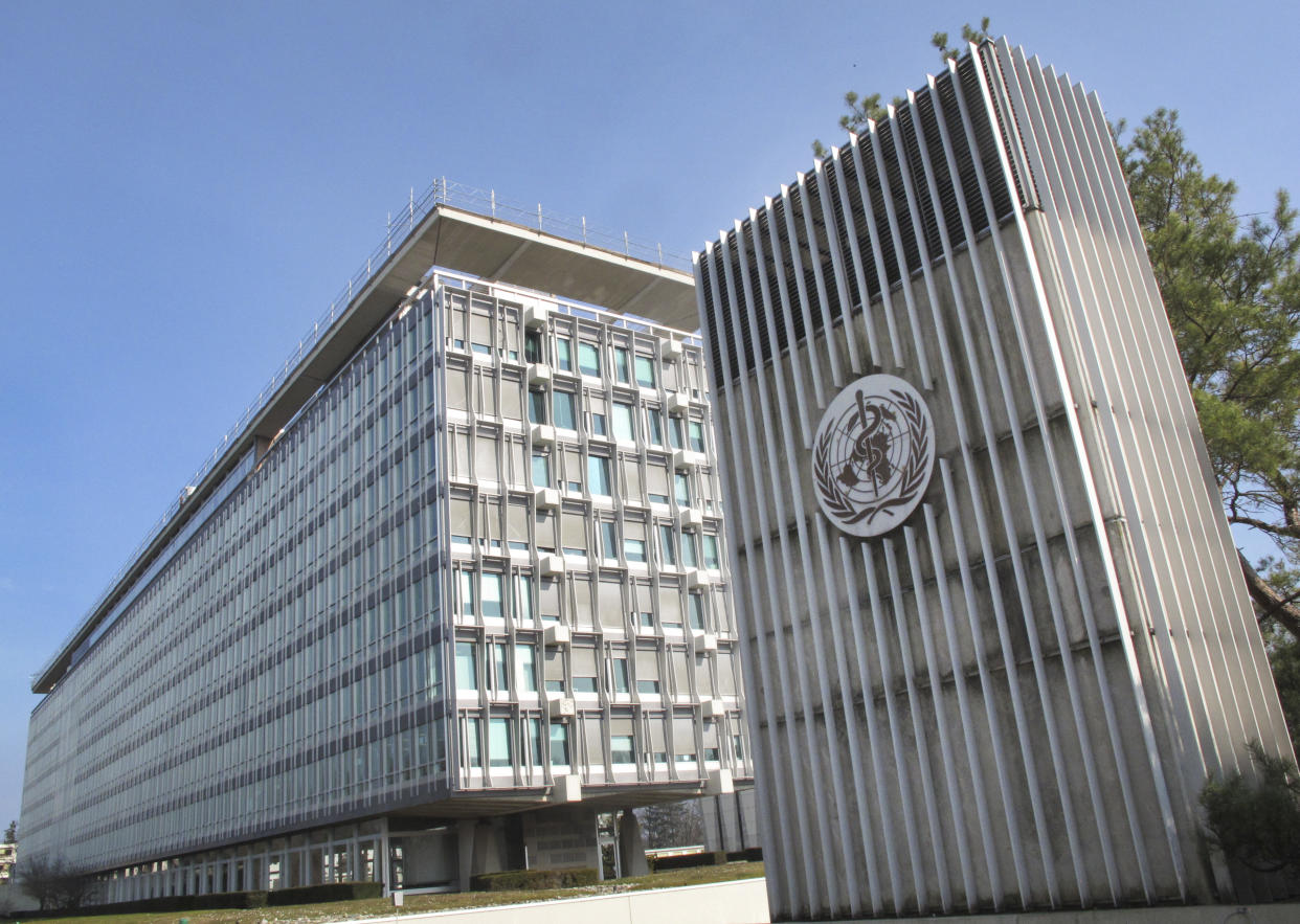 This Wednesday, March 11, 2015 photo shows the World Health Organization (WHO) headquarters building in Geneva, Switzerland. In a delay that some say may have cost lives, the World Health Organization resisted calling the Ebola outbreak in West Africa a public health emergency until the summer of 2014, two months after staff raised the possibility and long after a senior manager called for a drastic change in strategy, The Associated Press has learned. (AP Photo/Raphael Satter)