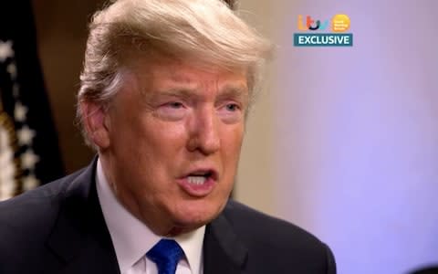 US president Donald Trump responds to Piers Morgan's questions on ITV - Credit: ITV EXCLUSIVE