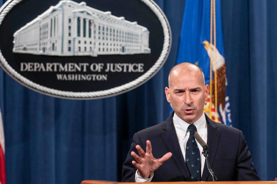 Acting U.S. Attorney Michael Sherwin, speaking at a Washington, D.C., new consference, stepped down in March after leading the investigation into the Jan. 6 insurrection at the U.S. Capitol.