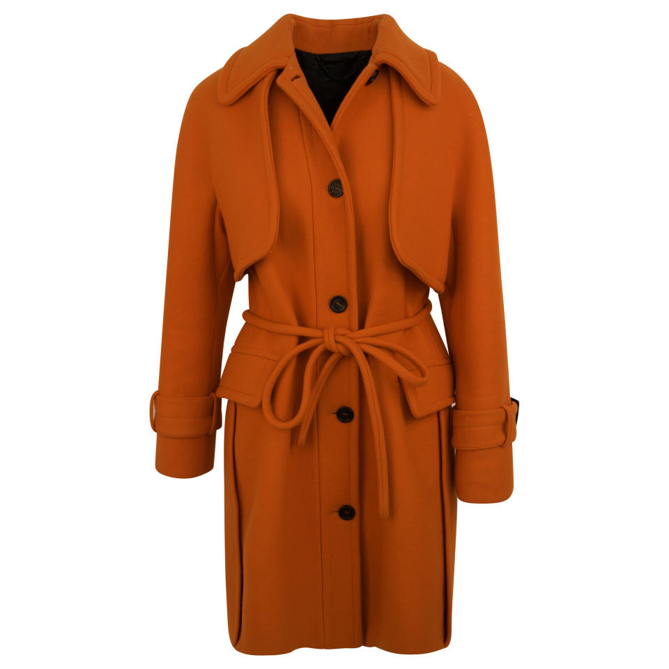 Oscar de la Renta's orange wool coat.