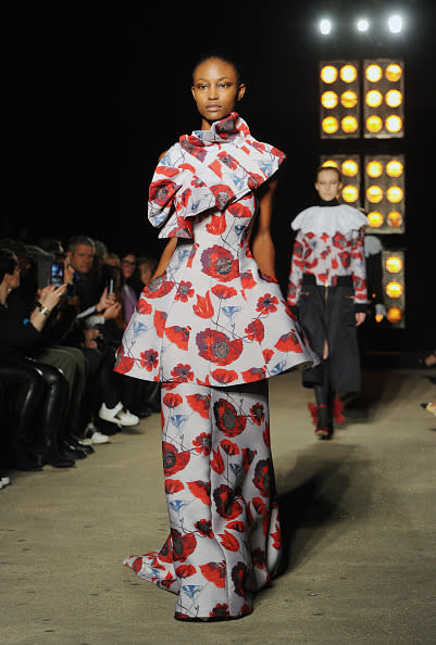 Osman Couple florals and frill together and you have the perfect Spring ensemble.[Photo: Eamonn M. McCormack/Getty Images]