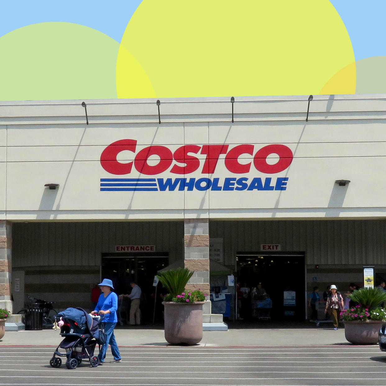 costco store with yellow circles in background