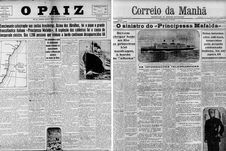 Los diarios de Brasil informaron la tragedia el miércoles 26 de octubre de 1927