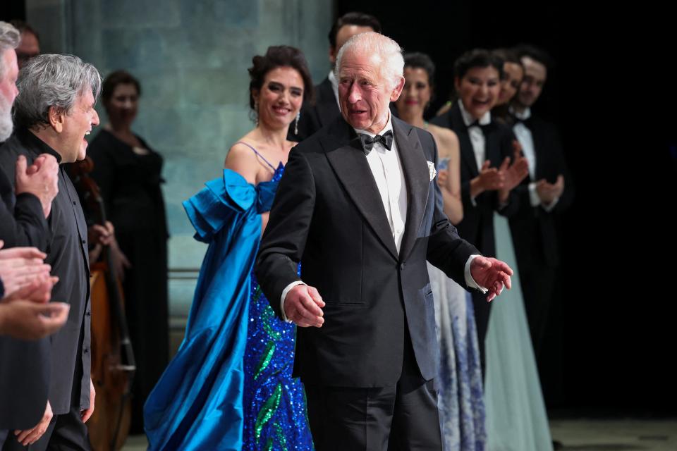 The King appeared on stage at the Royal Opera House last night (Getty)