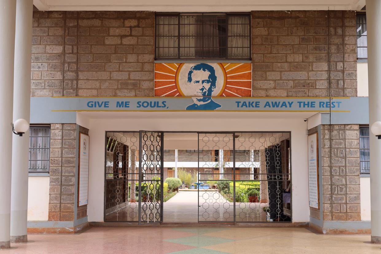 The entrance to the Salesians of Don Bosco seminary in Nairobi proclaims the order's mission of saving souls.