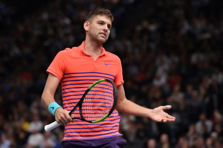 Serbia's Filip Krajinovic, seen during his ATP World Tour Masters 1000 match against USA's Jack Sock, in Paris, on November 5, 2017