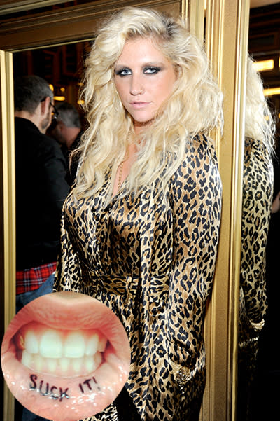 Kesha’s tattoo on the inside of her mouth sends a pretty clear message. She tweeted a photo of the ink in June.