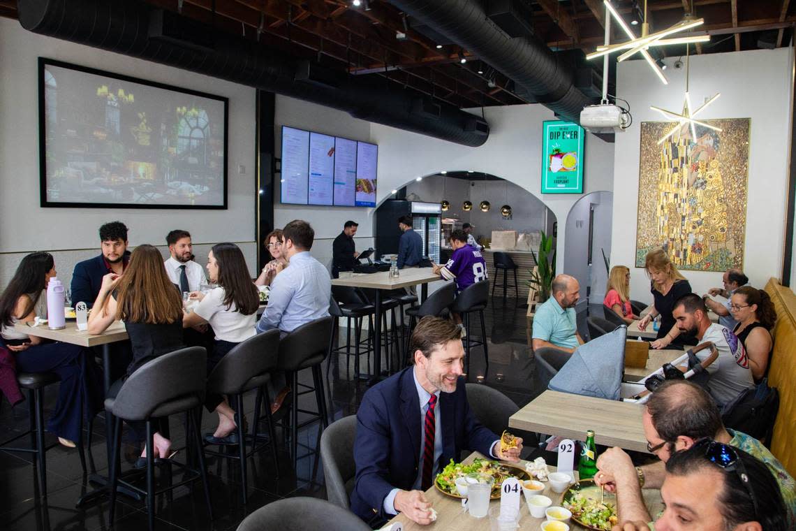 Diners during lunch at Shahs of Kabob in Coral Gables.