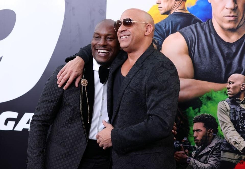 (L-R) Tyrese Gibson and Vin Diesel attend the Universal Pictures "F9" World Premiere