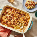 <p>This cheesy chicken and cabbage casserole is creamy and briny with plenty of savory flavors thanks to sauerkraut and kielbasa. Gruyère (or Swiss) cheese adds a nutty flavor to the dish, while rye breadcrumbs on top give it a hint of caraway and a nice crunch. <a href="https://www.eatingwell.com/recipe/7990232/cheesy-chicken-cabbage-casserole/" rel="nofollow noopener" target="_blank" data-ylk="slk:View Recipe;elm:context_link;itc:0;sec:content-canvas" class="link ">View Recipe</a></p>