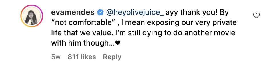 A screenshot of Eva's comment