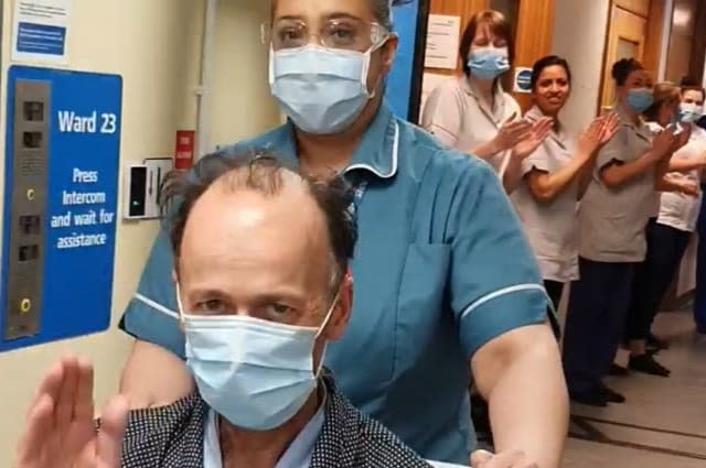 Coronavirus survivor given guard of honour as he is discharged from hospital