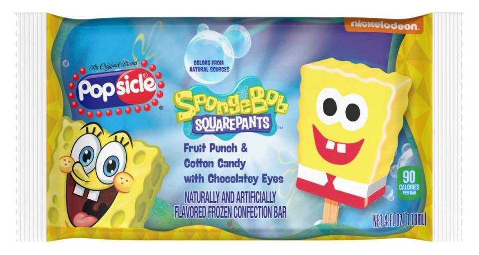 The wrapper with character and frozen treat for Popsicle's old SpongeBob Squarepants ice cream bar