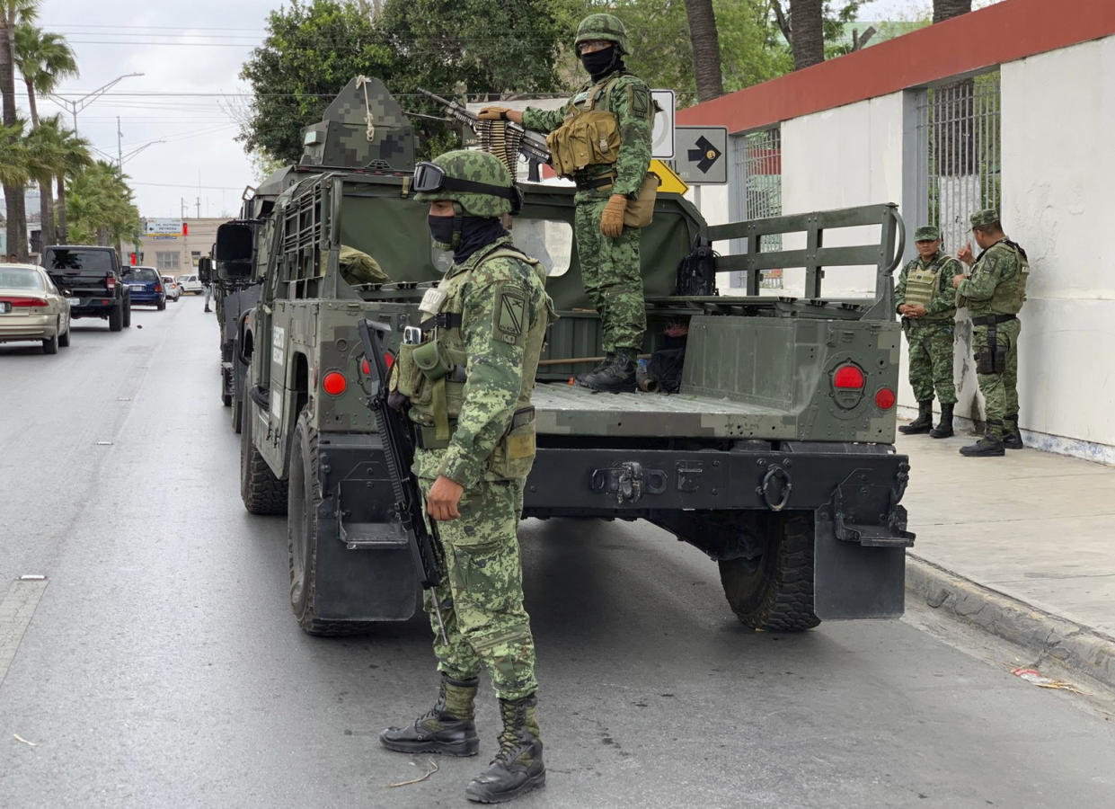 Mexican army soldiers prepare a search mission for four U.S. citizens kidnapped by gunmen in Matamoros, Mexico, Monday, March 6, 2023. (AP Photo)